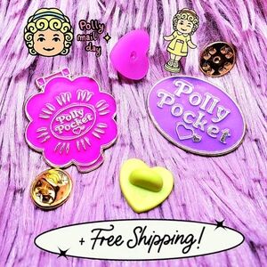 Polly Pocket 30th Anniversary and Flower Shell Play Case Collectible Enamel Pin